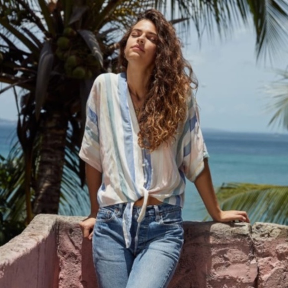 NWT Rails Thea Stripe Tie Hem Shirt - Picture 2 of 7